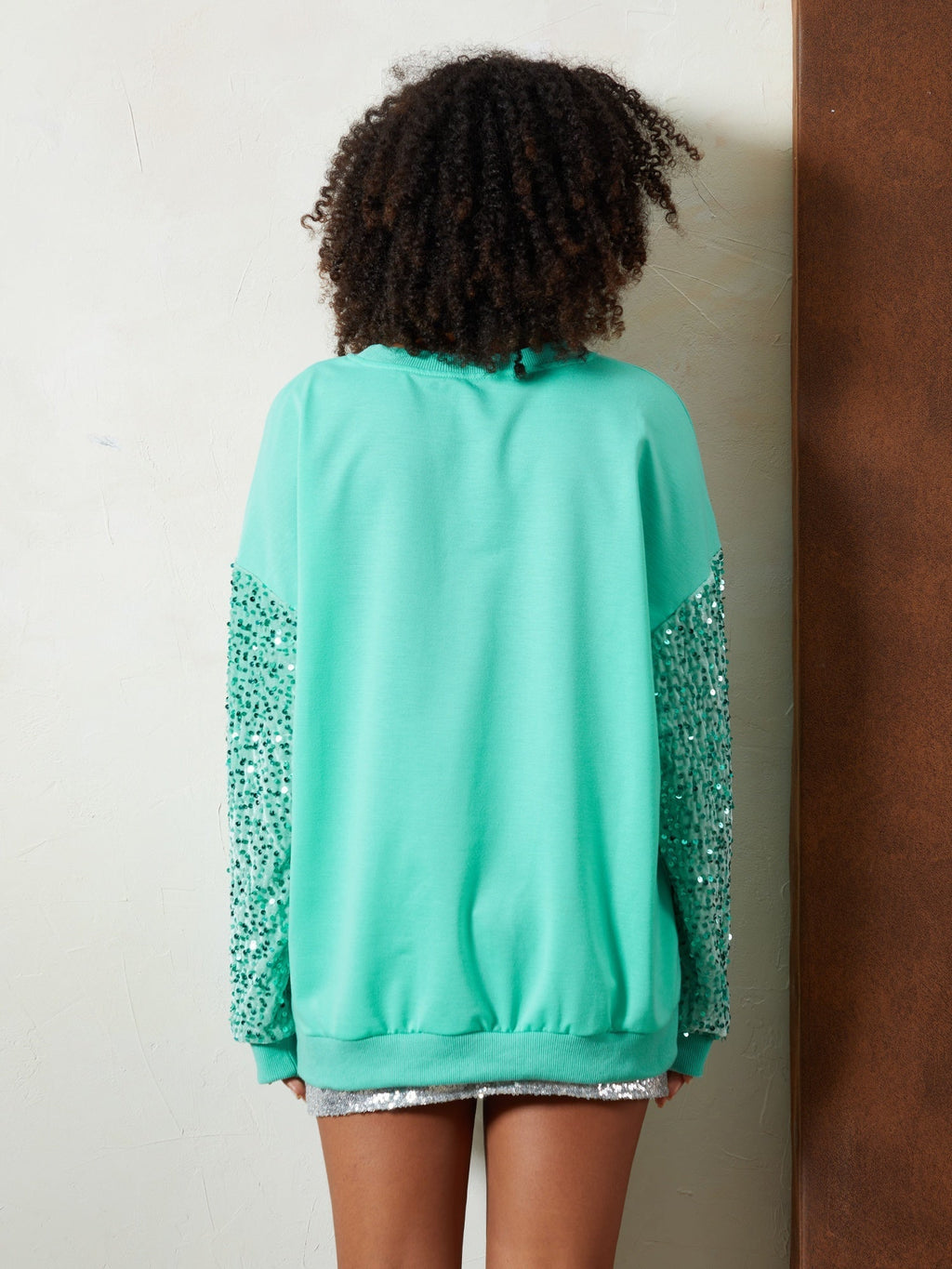 Clementine | Crew-Neck Sequin Festive Knit Pullover