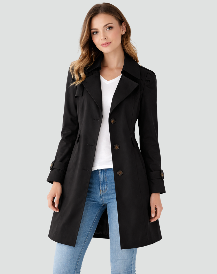 Aurelie | Slim-Fit Classic Collar Trench