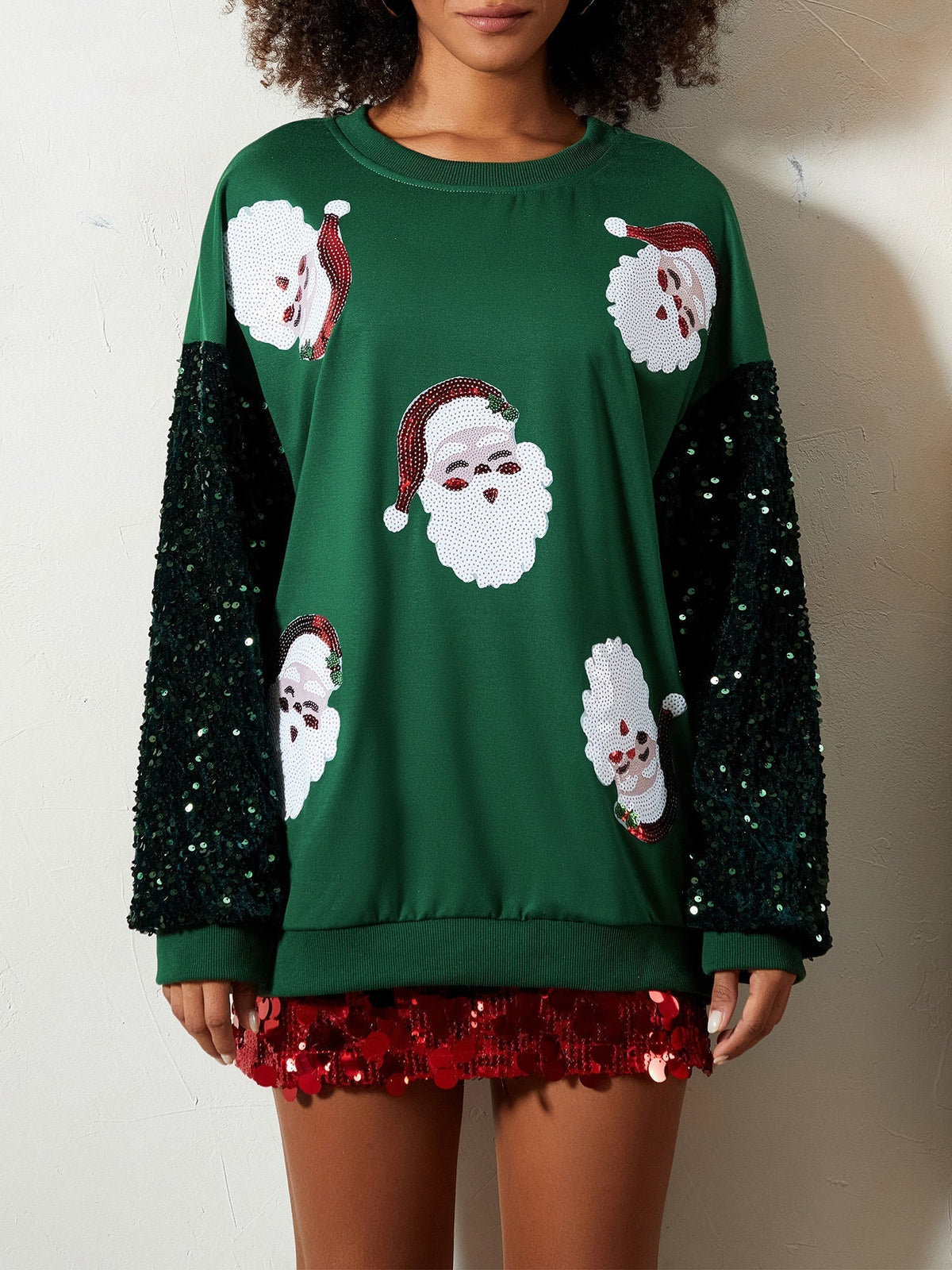 Clementine | Crew-Neck Sequin Festive Knit Pullover