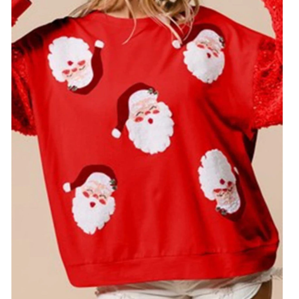 Clementine | Crew-Neck Sequin Festive Knit Pullover