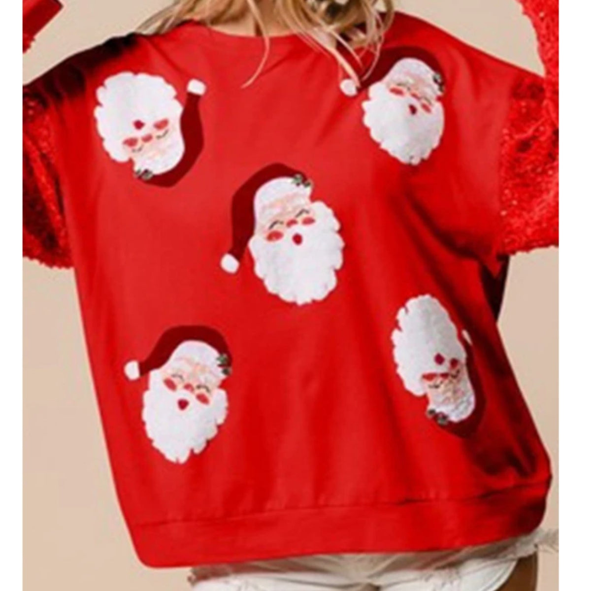 Clementine | Crew-Neck Sequin Festive Knit Pullover