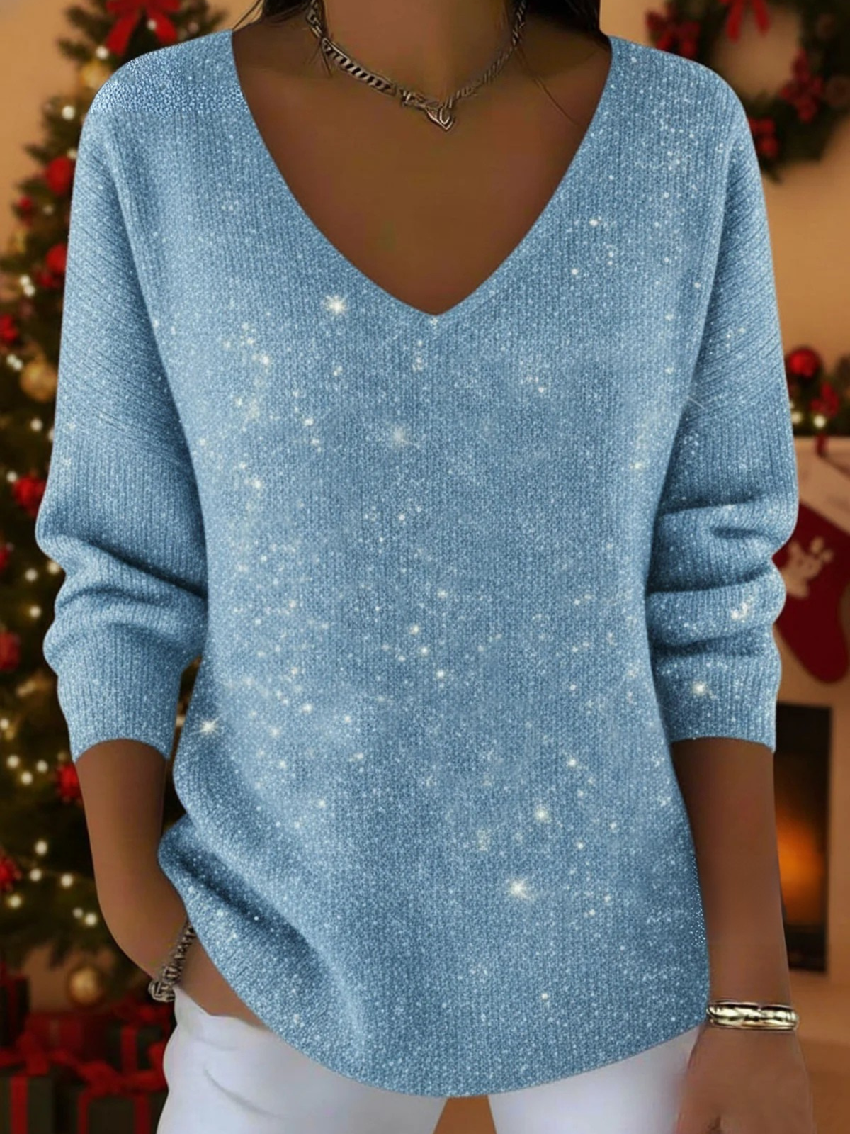Amalie | Glimmer sweater med V-hals