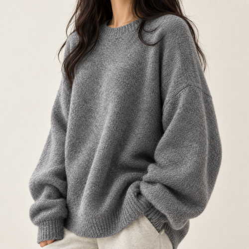 Millie Reed Women's Oversized Crew Neck Knitted Jumper, view 2