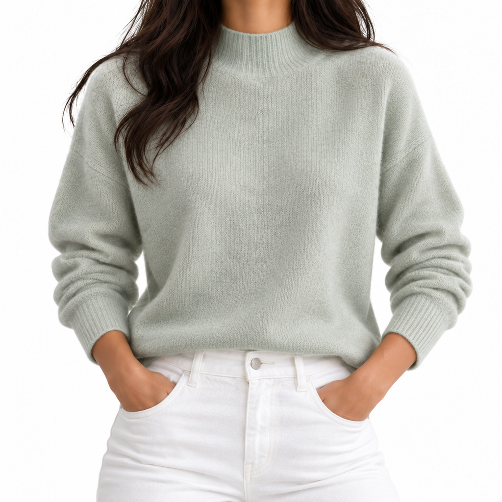 Millie Reed Women's Roll Neck Knitted Jumper with Ribbed Cuffs and Hem, view 3