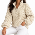 Millie Reed Women's Textured Quarter-Zip Knitted Jumper with High Collar