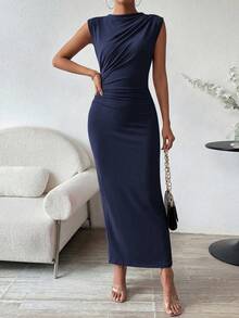Hlin | Cap-Sleeve Bodycon Midi Dress