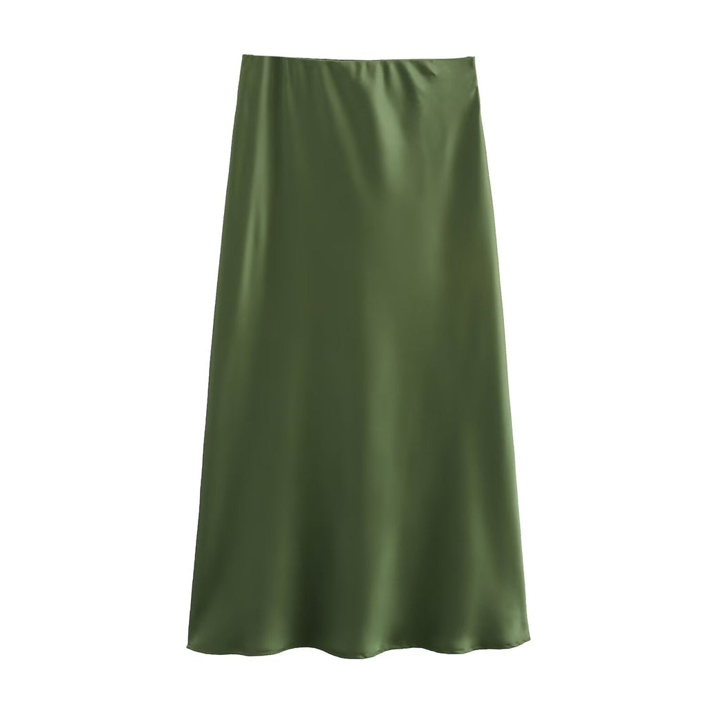 Ottilia | Satin nederdel midi