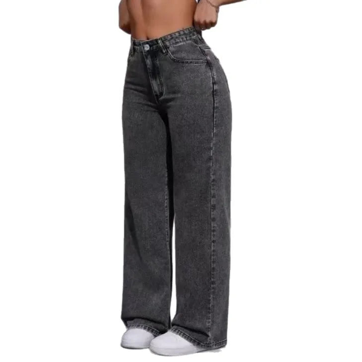 2026 New American Fashion Women's Loose Casual Wide Leg Straight Denim Jeans Baggy Streetwear Pants All Season Trousers
