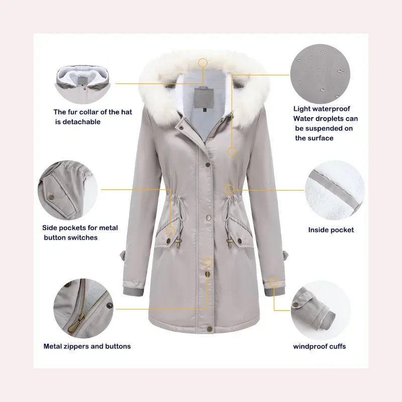 Lisbeth | Trimmed Hood Drawstring Parka