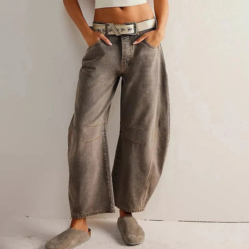 2025 New Cropped Pants Women Y2k Barrel Jeans Streetwear Ladies Denim Trousers Korean Fashion Loose Baggy Jeans