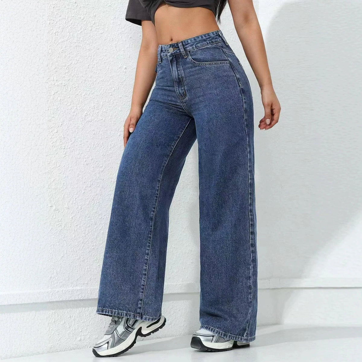 2026 New American Fashion Women's Loose Casual Wide Leg Straight Denim Jeans Baggy Streetwear Pants All Season Trousers