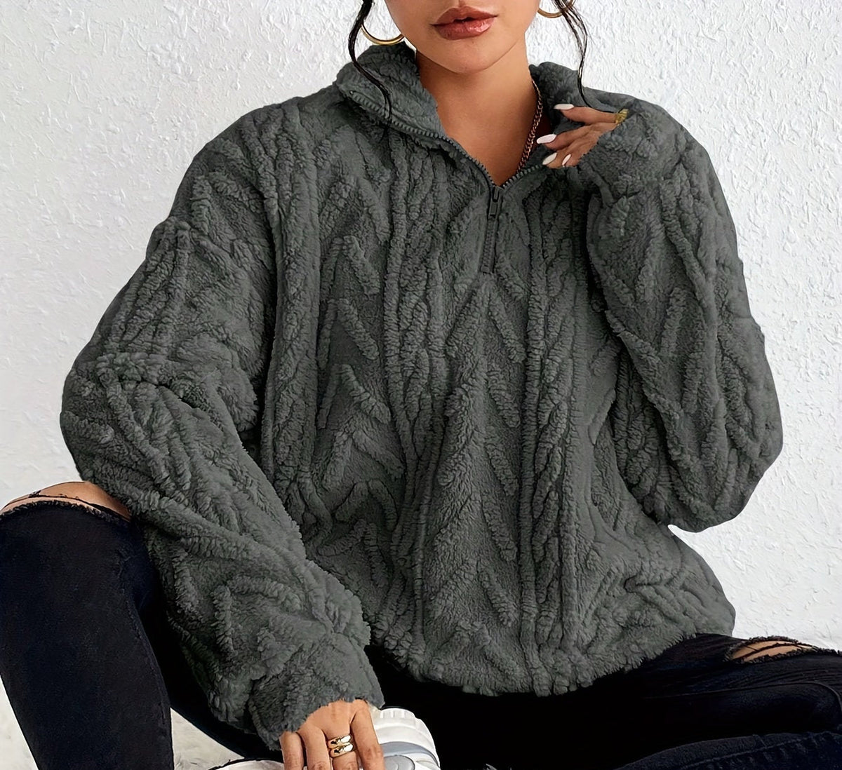 Aicha | Cable-Knit Oversized Composed Sweater