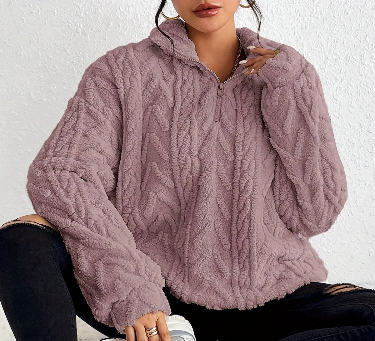 Aicha | Cable-Knit Oversized Composed Sweater