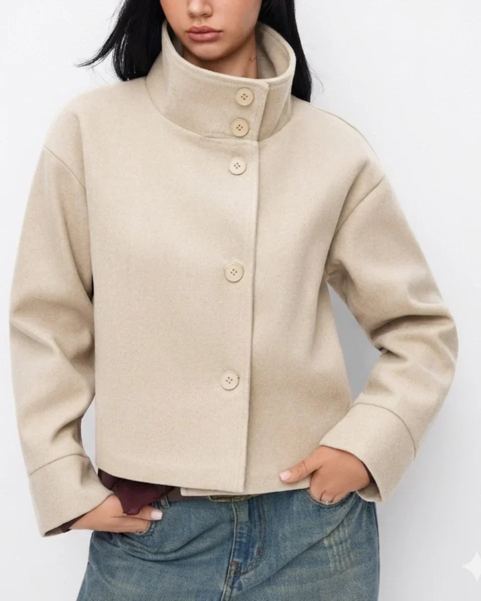 Anwen | High-Neck Cropped Effortless Coat