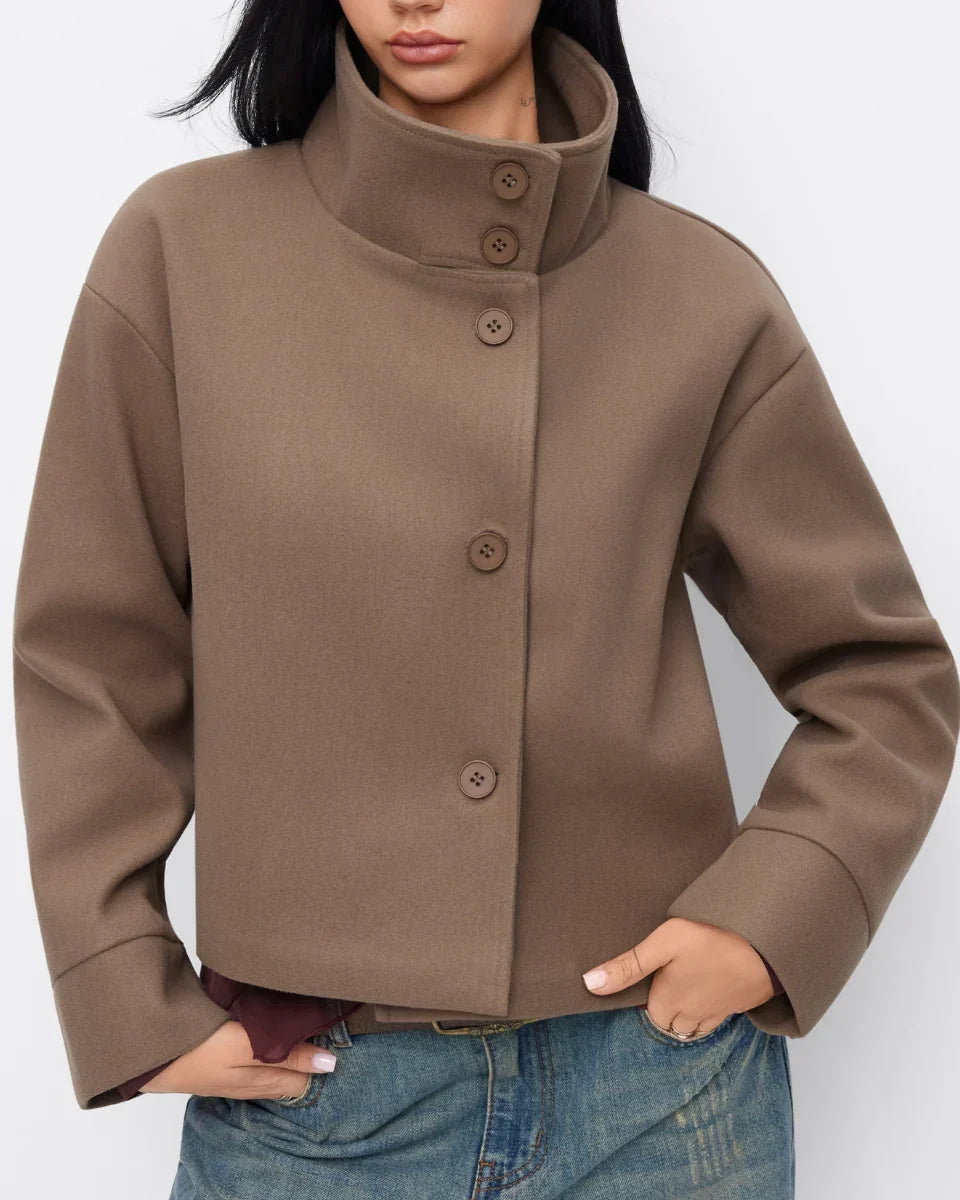 Anwen | High-Neck Cropped Effortless Coat