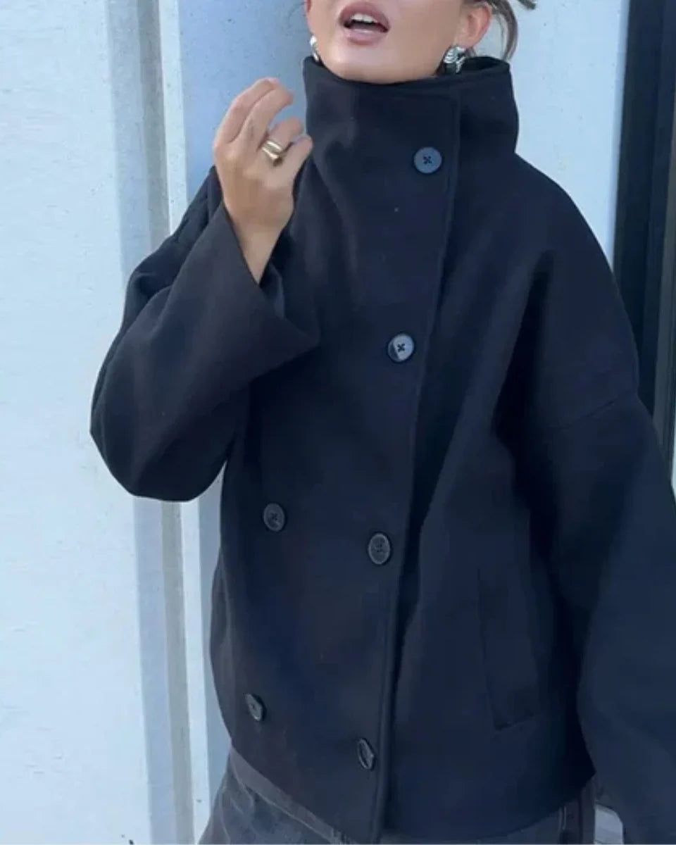 Anwen | High-Neck Cropped Effortless Coat