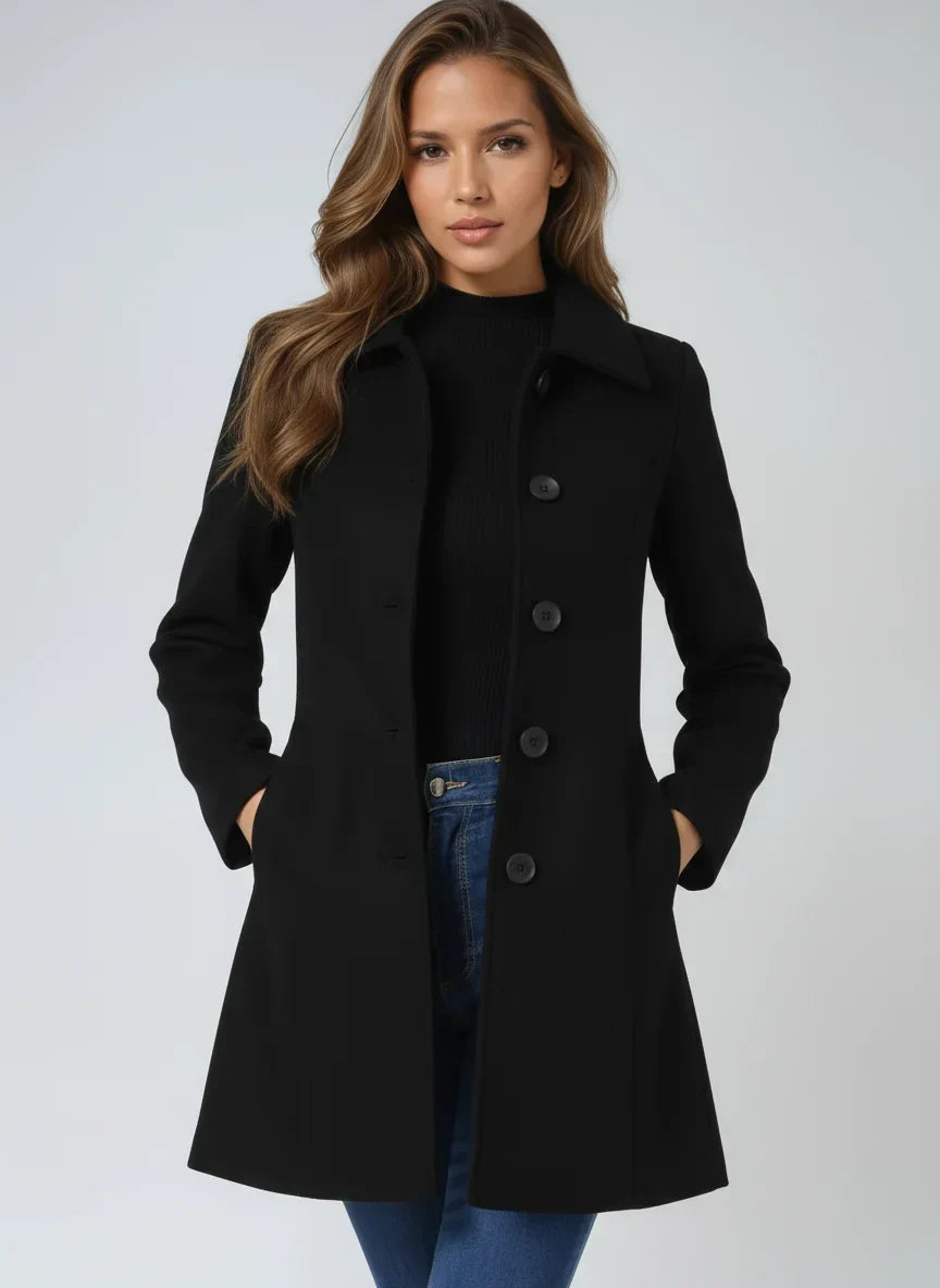 Aud | Notch-Lapel Fit-and-Flare Enduring Trench Coat