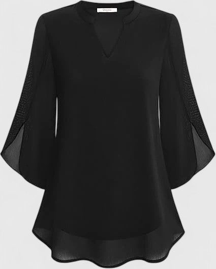 Celinora | Split-Neck Flared-Sleeve Layered Blouse for Women