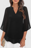 Celinora | Split-Neck Flared-Sleeve Layered Blouse for Women