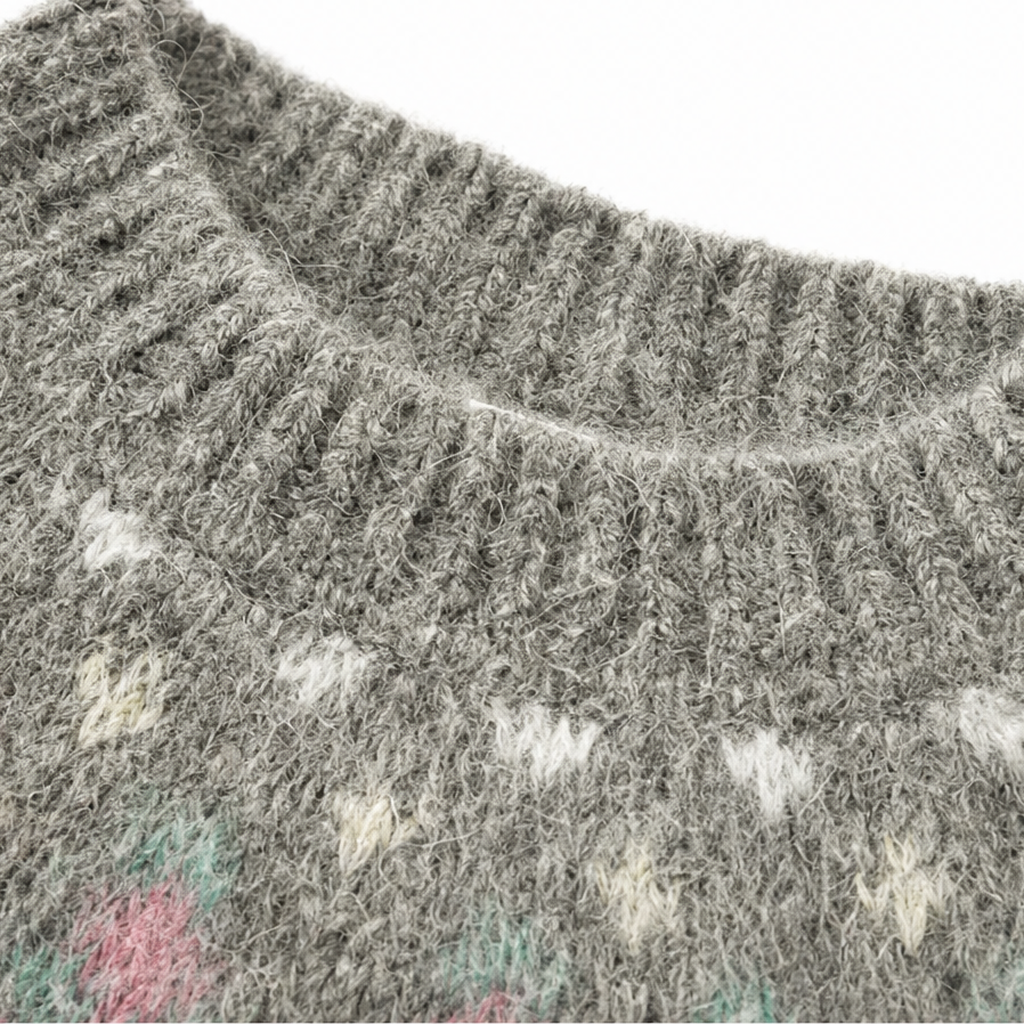 Marit | Crew-Neck Patterned Yoke Pullover Sweater