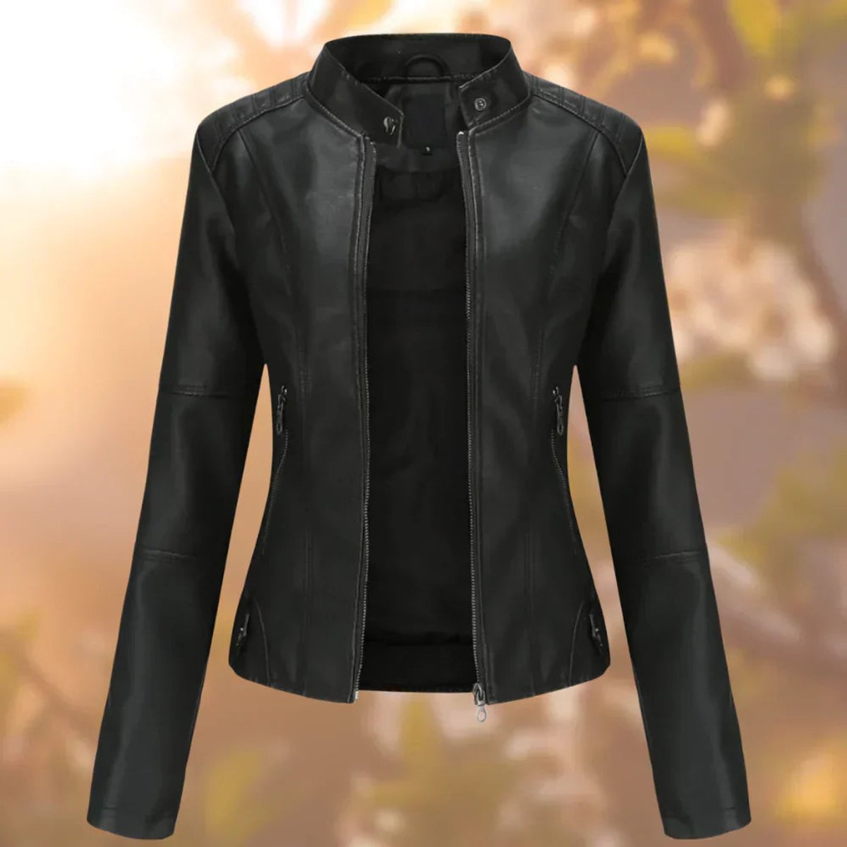 Graciela | High-Neck Zip-Up Effortless Leather Jacket