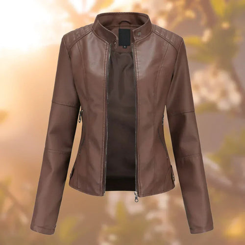 Graciela | High-Neck Zip-Up Effortless Leather Jacket