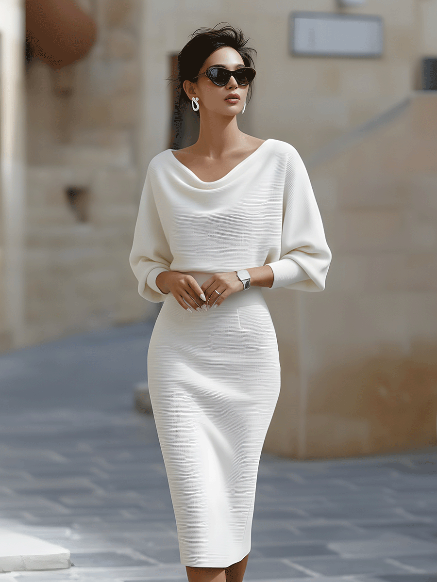 Hedda | Batwing Cowl-Neck Midi Dress