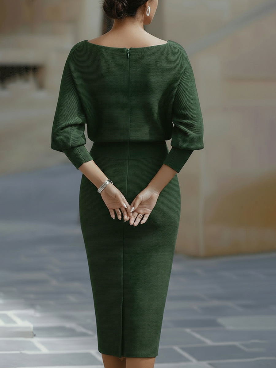 Hedda | Batwing Cowl-Neck Midi Dress