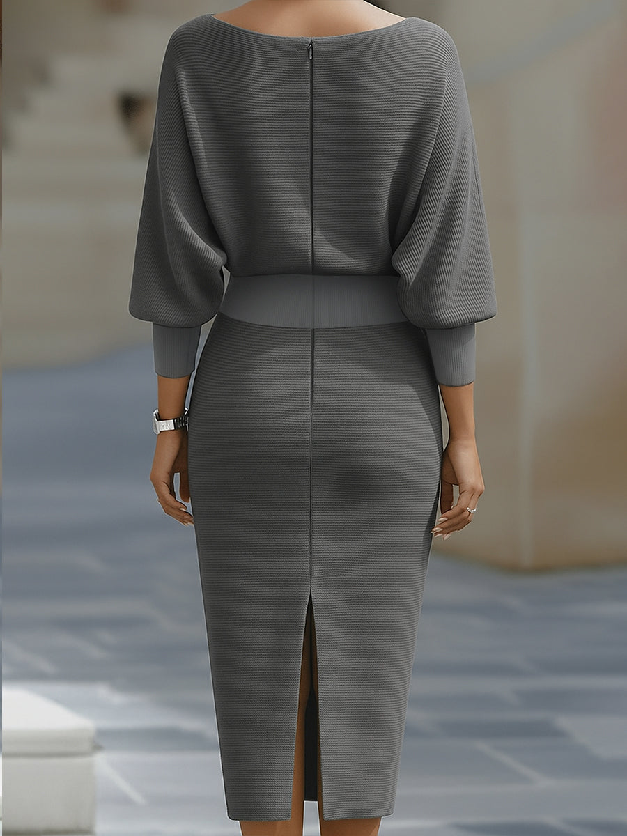 Hedda | Batwing Cowl-Neck Midi Dress