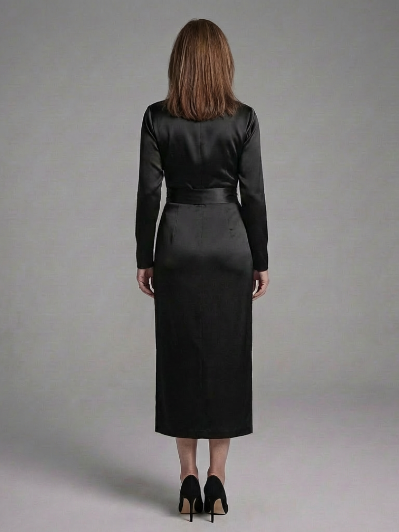 Idil | Long-Sleeve Wrap Midi Dress