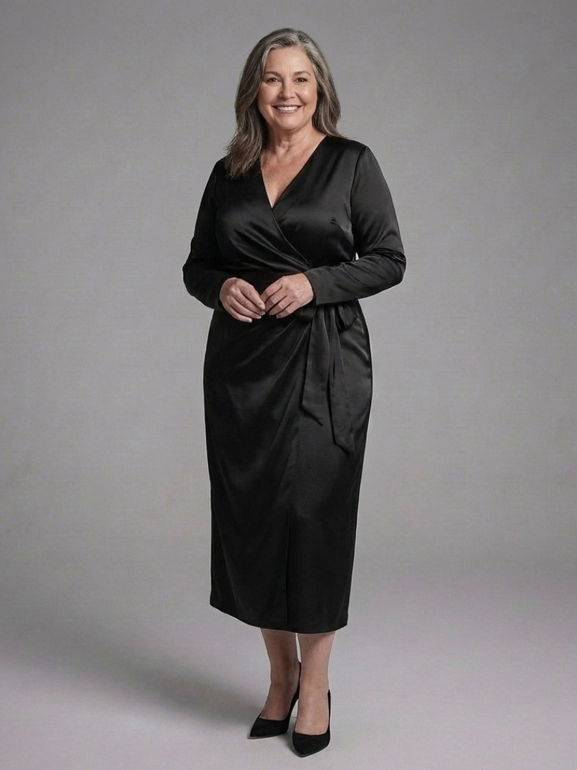Idil | Long-Sleeve Wrap Midi Dress