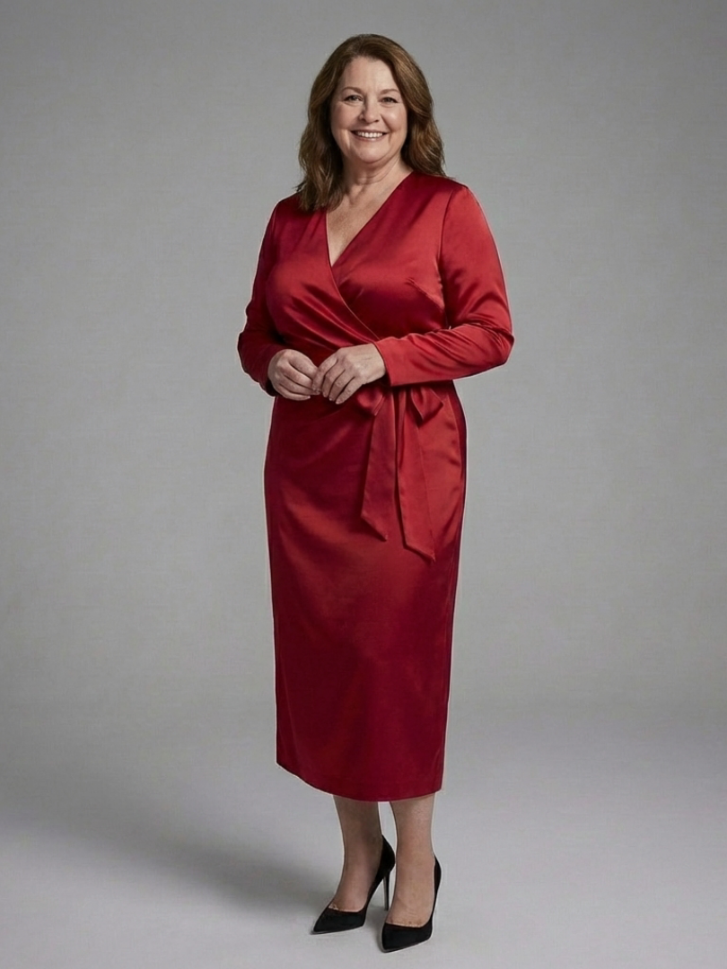 Idil | Long-Sleeve Wrap Midi Dress
