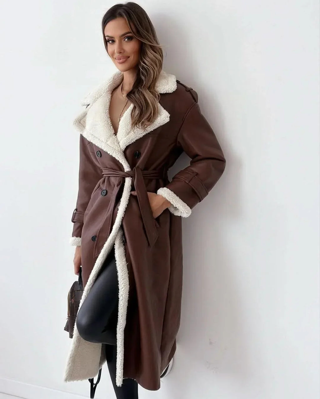 Kirsten | Double-Breasted Sculpted Draped Trench Coat