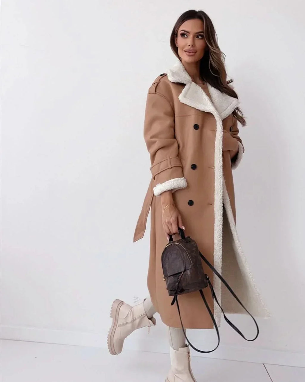 Kirsten | Double-Breasted Sculpted Draped Trench Coat