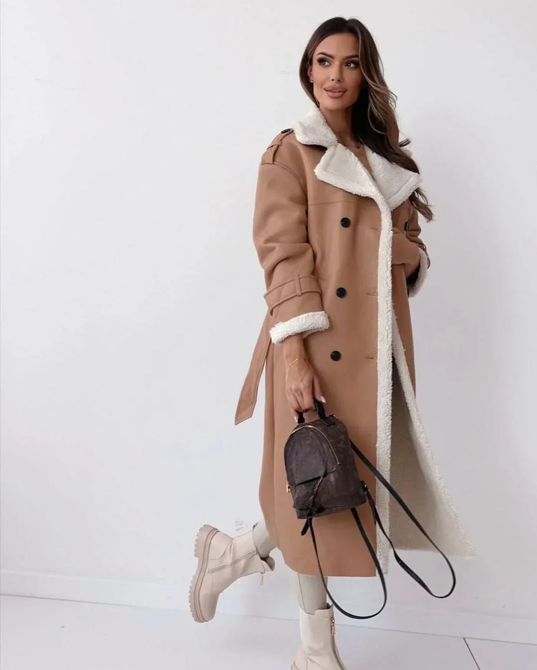 Kirsten | Double-Breasted Sculpted Draped Trench Coat