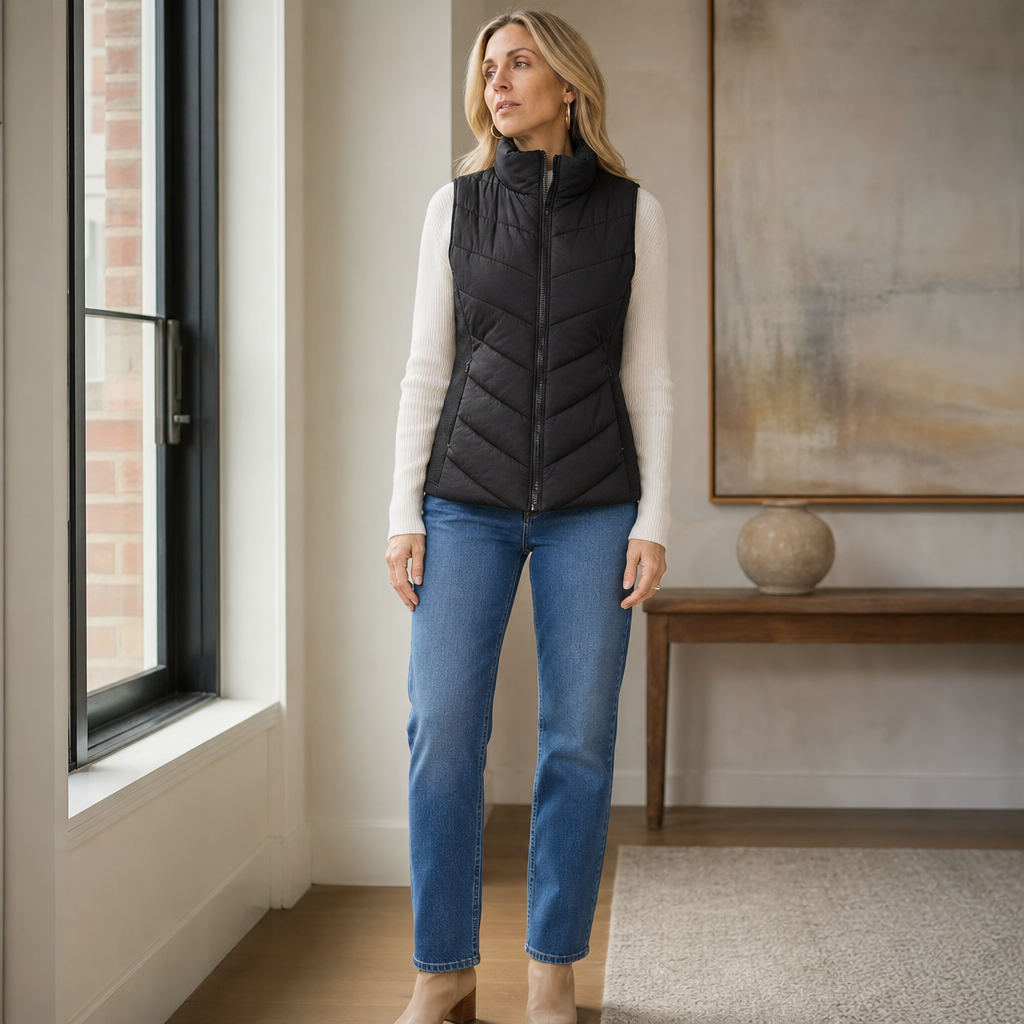 Temperance | Stand-Collar Quilted Puffer Vest