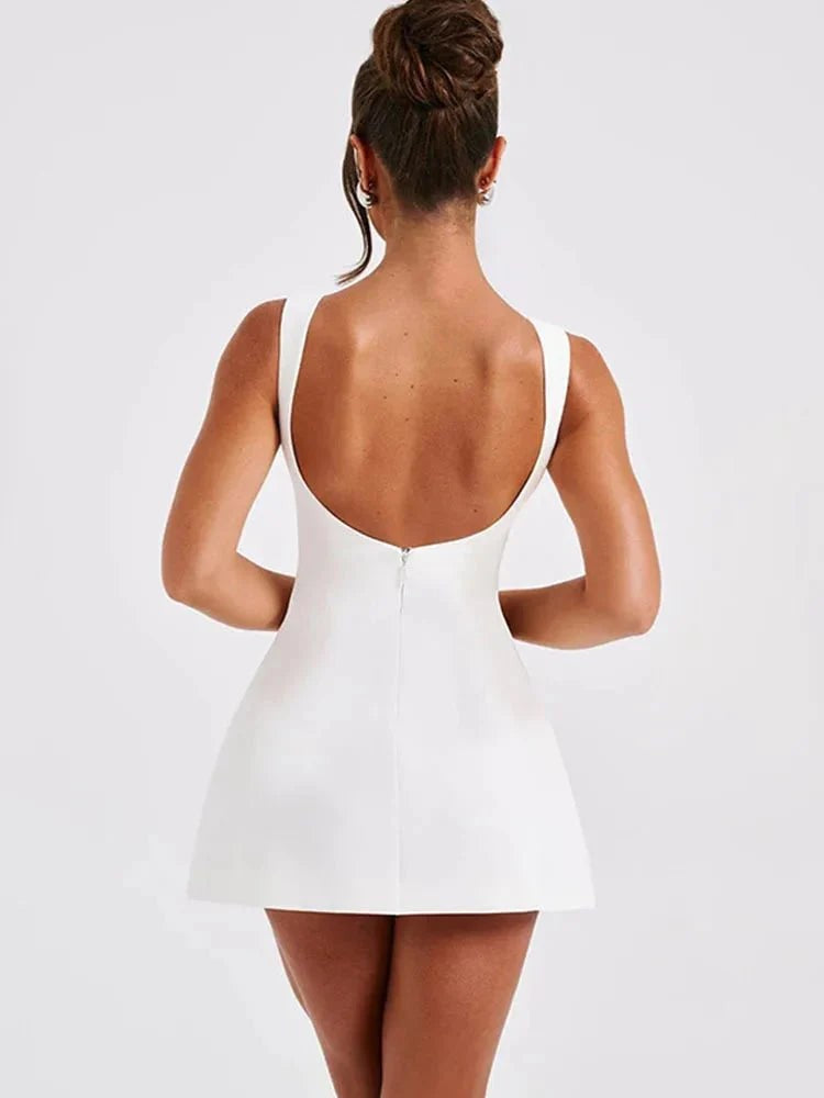 Monti | Backless Boat-Neck Mini Cocktail Dresses