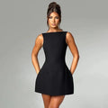 Monti | Backless Boat-Neck Mini Cocktail Dresses