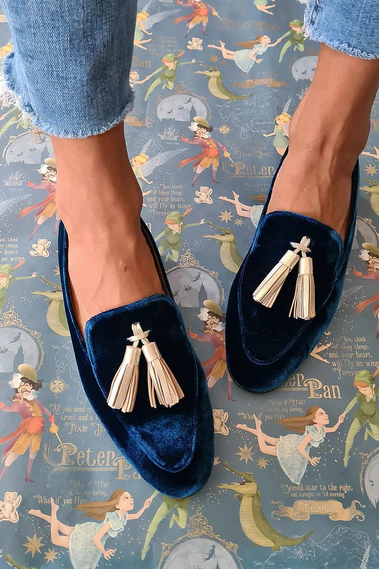 Jutta | Loafers i velour med kvaster