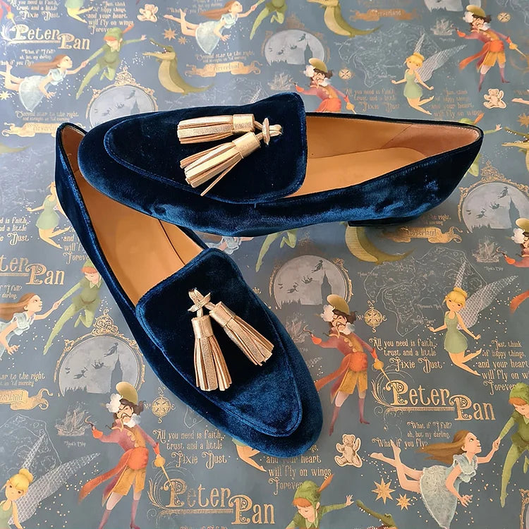 Jutta | Loafers i velour med kvaster