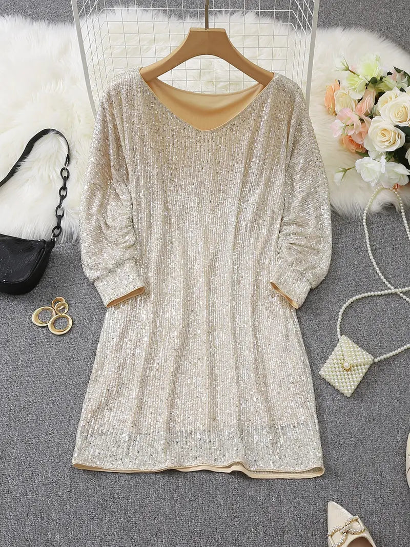 Pomeline | Contrast Sequined Party Dress
