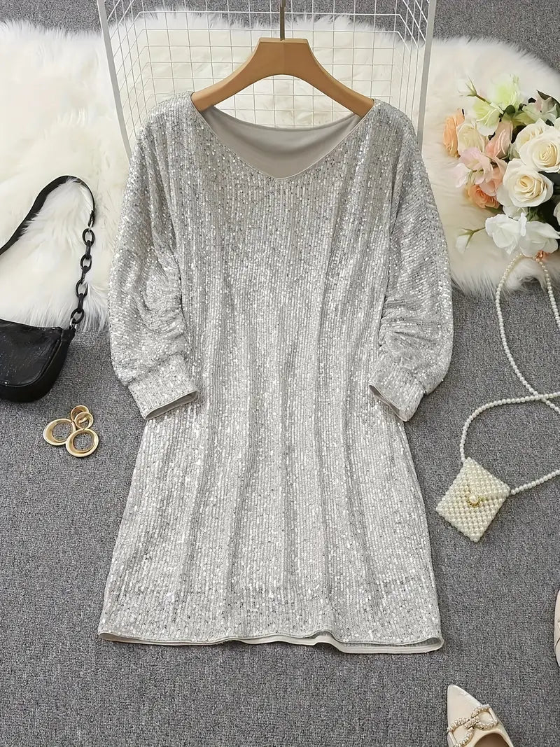 Pomeline | Contrast Sequined Party Dress