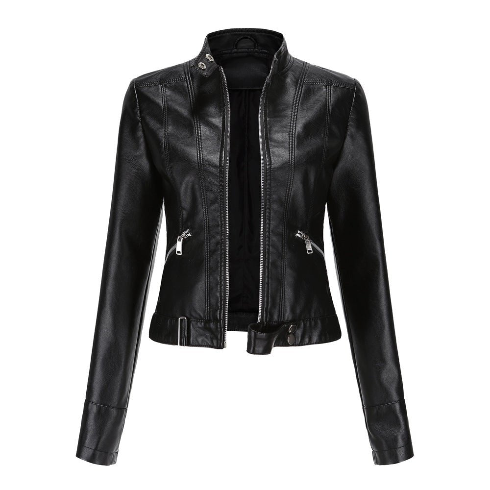 Rania | High-Neck Modern Relaxed Leather Jacket