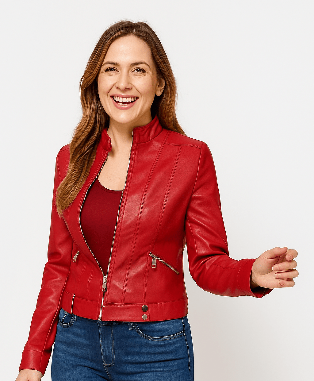 Rania | High-Neck Modern Relaxed Leather Jacket