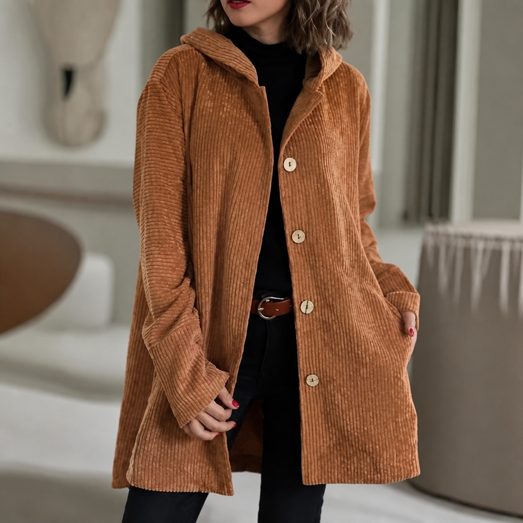 Apolline | Ribbed Corduroy Hooded Overshirt