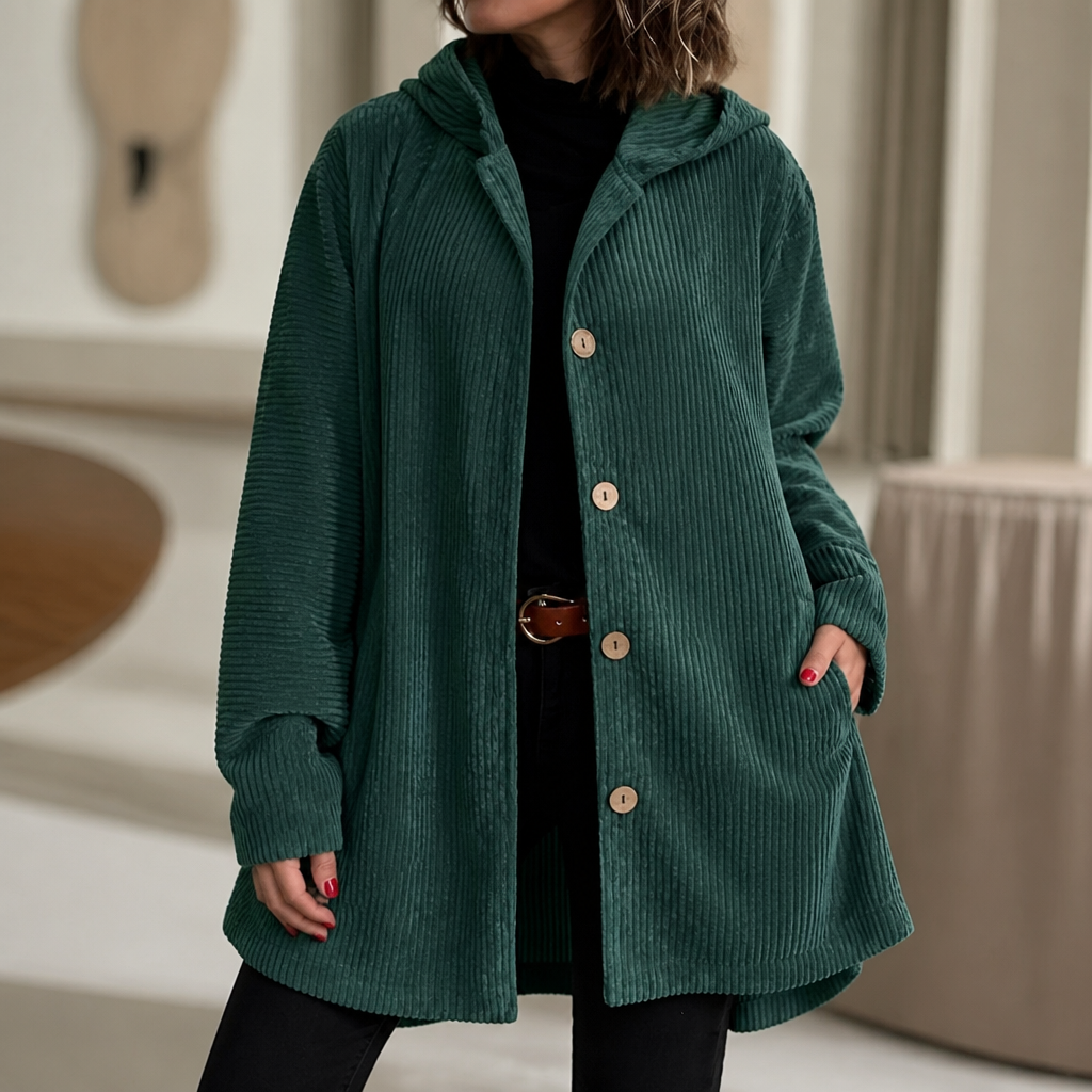 Apolline | Ribbed Corduroy Hooded Overshirt