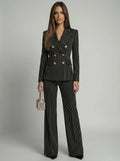 Leonora | Pinstripe Double-Breasted Blazer and Trouser Set
