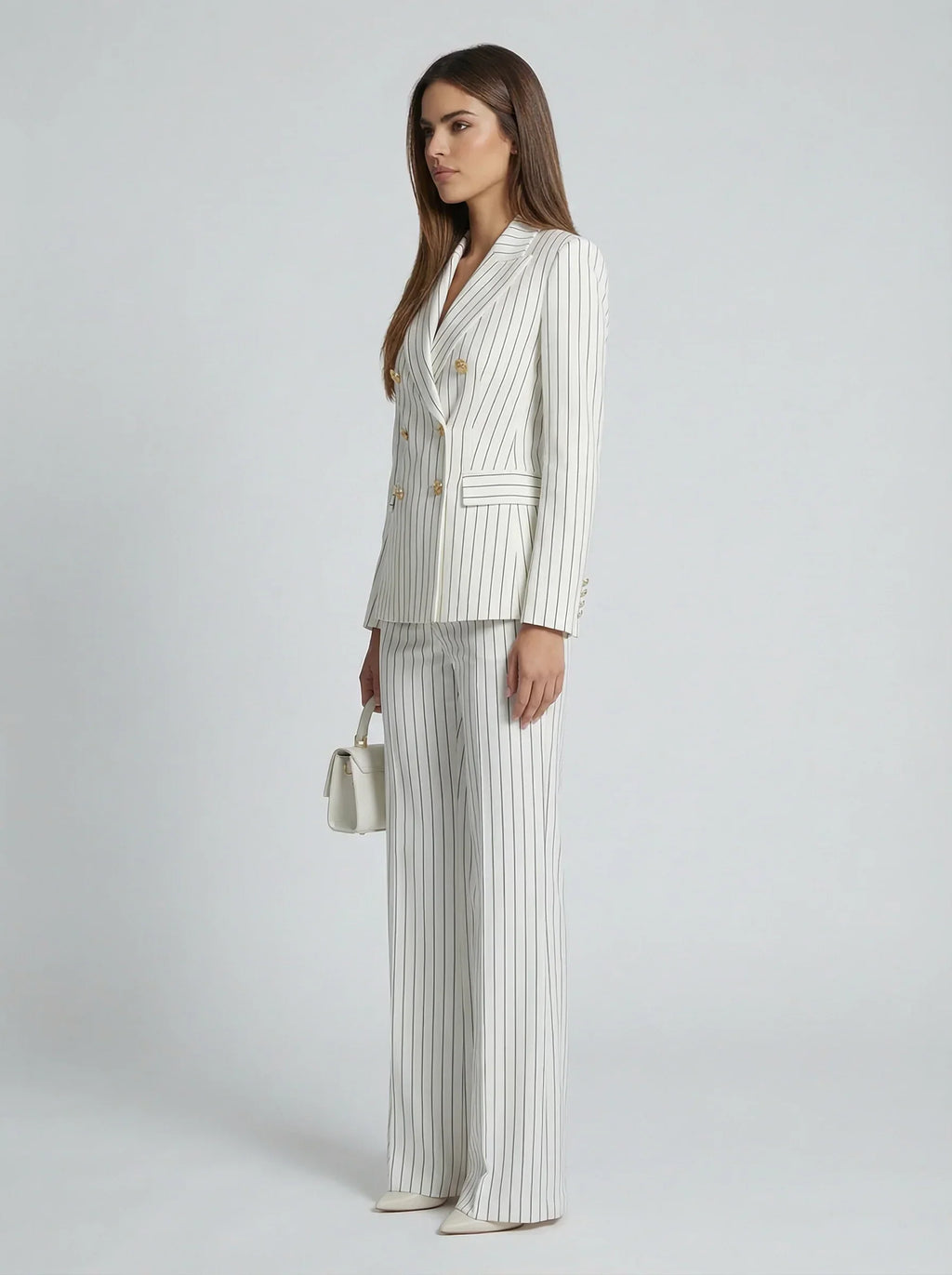 Leonora | Pinstripe Double-Breasted Blazer and Trouser Set