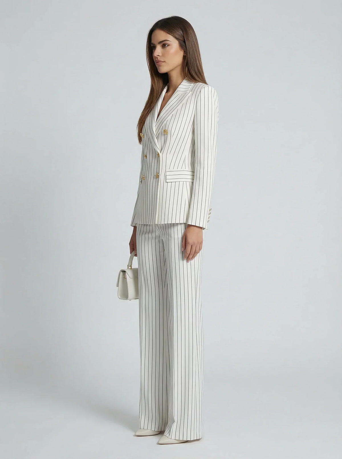 Leonora | Pinstripe Double-Breasted Blazer and Trouser Set