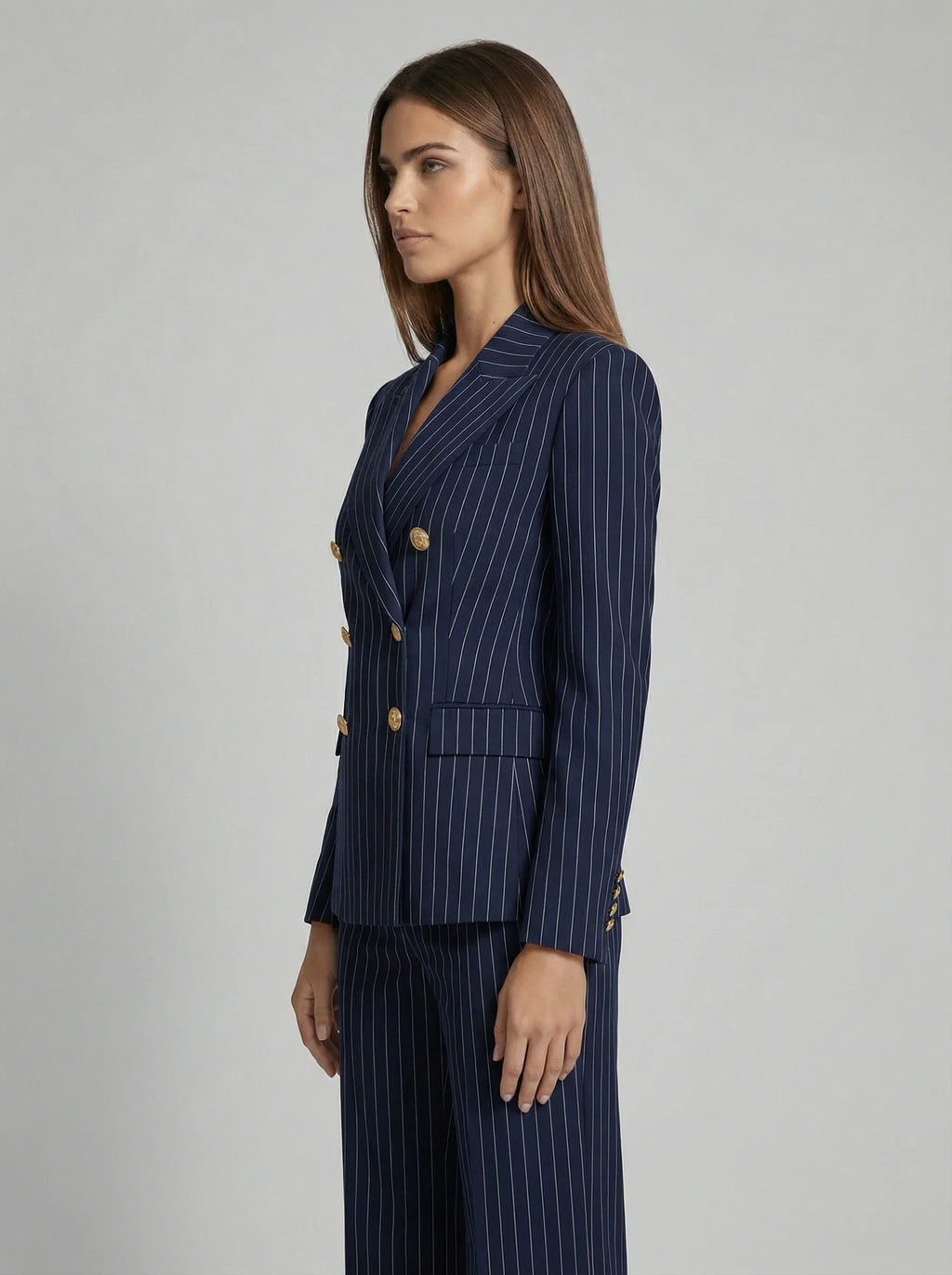 Leonora | Pinstripe Double-Breasted Blazer and Trouser Set